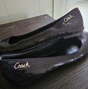 Coach Black Sequin Flats